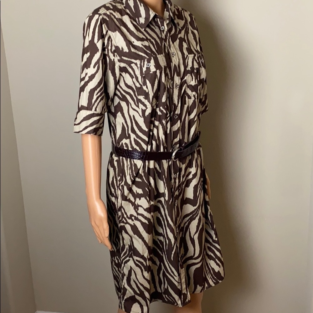 Michael Kors Animal Print Belted Shirt Dress